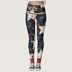 Rustige Amerikaanse vlag luipaardprint (5) Leggings