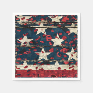 Rustige Amerikaanse vlag luipaardprint (5) Servet