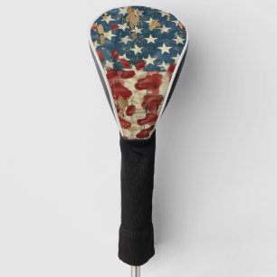 Rustige Amerikaanse vlag luipaardprint (6) Golfheadcover