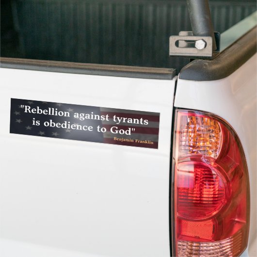 Rustige Amerikaanse vlag met Benjamin Franklin cit Bumpersticker (Op Truck)