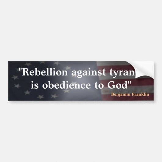 Rustige Amerikaanse vlag met Benjamin Franklin cit Bumpersticker (Voorkant)