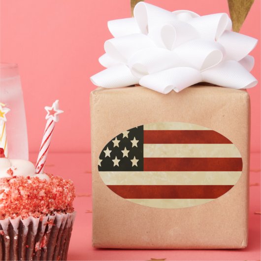 Rustige Amerikaanse vlag Ovale Sticker (Feest)