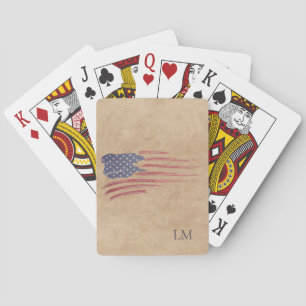 Rustige Amerikaanse Vlag Patriottisch Monogram Pokerkaarten