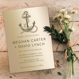 Rustige  Anchor Nautical Wedding Kaart