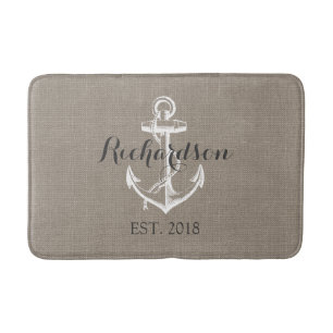 Rustige Anchor Wedding Monogram Badmat