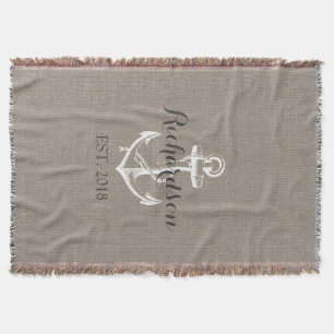 Rustige  Anchor Wedding Monogram Deken