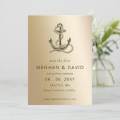 Rustige  anker Nautical Save the Date Aankondiging (Staand voorkant)