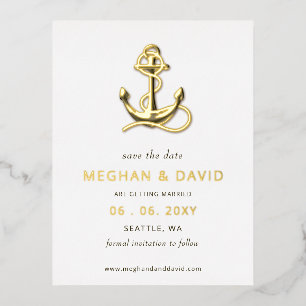 Rustige  anker Nautical Save the Date Folie Uitnodiging Briefkaart
