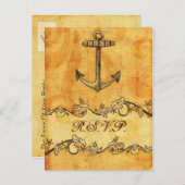 rustige, , anker nautische bruiloft rsvp uitnodiging briefkaart (Voorkant / Achterkant)