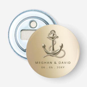 Rustige  Antiek Anchor Nautical Wedding Button Flesopener