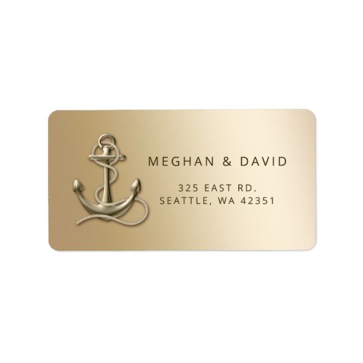 Rustige  Antiek Anchor Nautical Wedding Etiket (Voorkant)