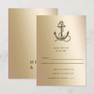 Rustige  Antiek Anchor Nautical Wedding RSVP Kaartje