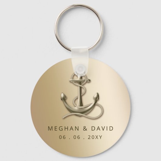 Rustige  Antiek Anchor Nautical Wedding Sleutelhanger (Voorkant)