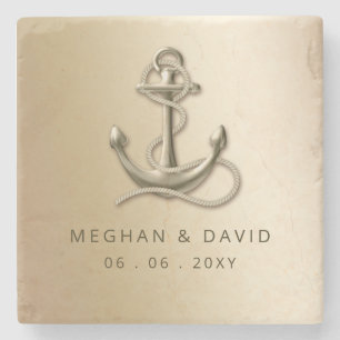 Rustige Antiek Anchor Nautical Wedding Stenen Onderzetter