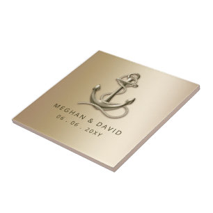 Rustige  Antiek Anchor Nautical Wedding Tegeltje