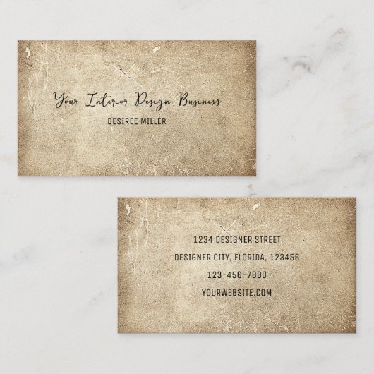 Rustige  Antiek interieurontwerper van de Textuur Visitekaartje (Voorkant / Achterkant)