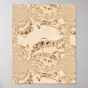 Rustige Antiek muzieknotities Poster