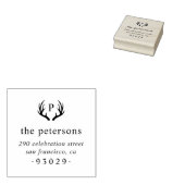 Rustige Antlers Monogram Naam Naam Naam Terugkeera Rubberstempel (Gestempeld)