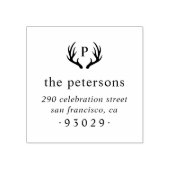 Rustige Antlers Monogram Naam Naam Naam Terugkeera Rubberstempel (Afrduk)