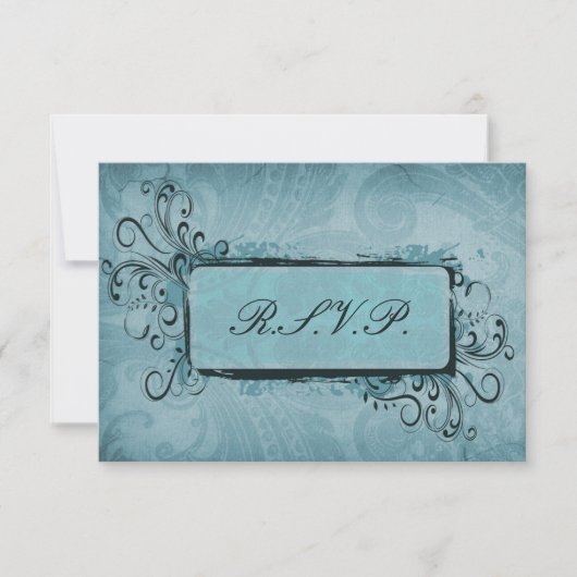 Rustige  Aqua Blue Wedding RSVP Kaartje (Voorkant)