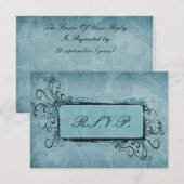 Rustige  Aqua Blue Wedding RSVP Kaartje (Voorkant / Achterkant)
