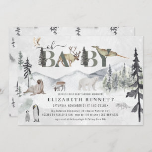 Rustige Arctische dieren   Uitnodiging tot Baby sh