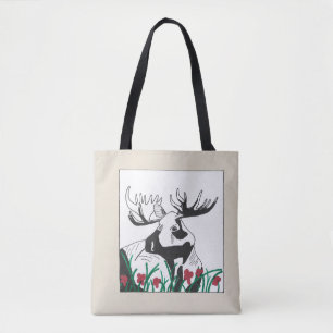 Rustige artistieke wilde bloemen Moose Draagtas