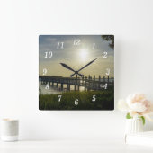 Rustige avond bij Cooper River Wall Clock Vierkante Klok (Huis)