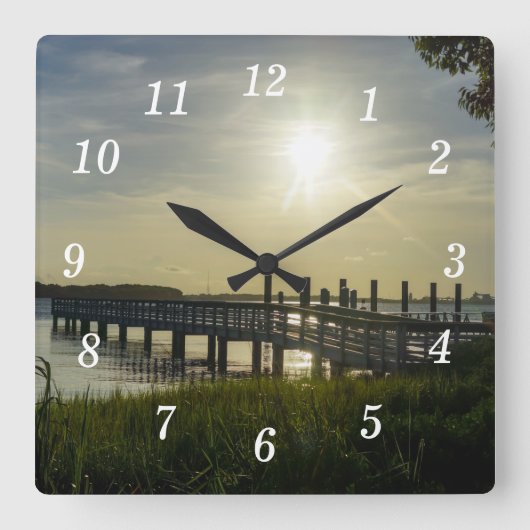 Rustige avond bij Cooper River Wall Clock Vierkante Klok (Voorkant)