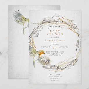 Rustige Baby shower van de Waterverf van vogels en Kaart