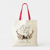 rustige bachelorette bride om florale antaarns te tote bag (Achterkant)
