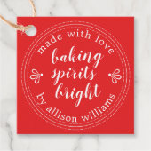 Rustige bakkerijspiritten, helder kerstfeestdag ro bedankjes labels (Voorkant)