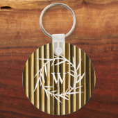 Rustige Bamboe - monogram - Verticale lijnen Sleutelhanger (Voorkant)