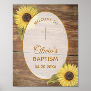 Rustige Baptisme Sunflower Wood welkomstteken Poster