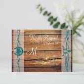 Rustige Barbed Wire Hoefijzer Wedding RSVP-kaarten RSVP Kaartje (Staand voorkant)