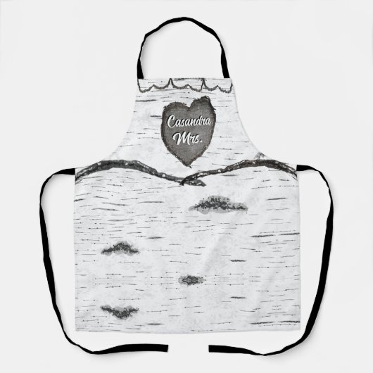 Rustige Bark Wood Carved Heart Aspen Tree Grey Schort (Voorkant)