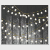 Rustige Barn Black Wood Gold String Lights Cadeaupapier (Vlak)