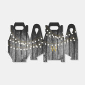 Rustige Barn Black Wood Gold String Lights Monogra Bedankdoosjes (Uitgevouwen)