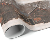 Rustige Barn & Cottage  sneeuwscène Cadeaupapier (Rol Hoek)