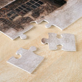 Rustige Barn & Cottage  sneeuwscène Legpuzzel (Zijkant)