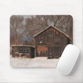 Rustige Barn & Cottage  sneeuwscène Muismat (Met muis)