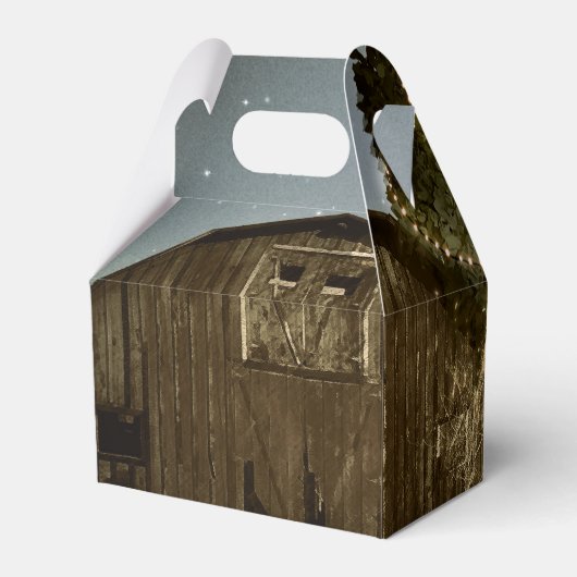 Rustige Barn & Tree Lights Wedding Favor Boxes Bedankdoosjes (Achterkant)