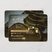 Rustige Barn & Tree Lights Wedding RSVP Kaart (Voorkant / Achterkant)