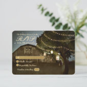 Rustige Barn & Tree Lights Wedding RSVP Kaart (Staand voorkant)