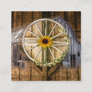 Rustige Barn Wagon Zonnebloem Vierkante Visitekaartje