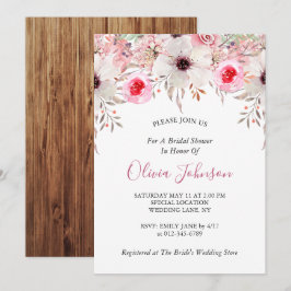 Rustige Barn Wood Floral Blush Pink Vrijgezellenfe Kaart