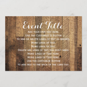 Rustige Barn Wood Table Signage Kaart 5 x 7 Uitnod