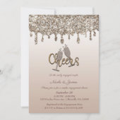 Rustige Barrel Glam Glitter Drip Engagement Party Kaart (Voorkant)