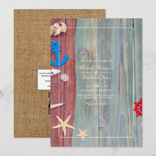 Rustige Beach Nautical QR Code RSVP Weddenschap Kaart