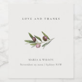 Rustige Bedankt voor minimale olijftak Wijn Etiket (Enkel label)